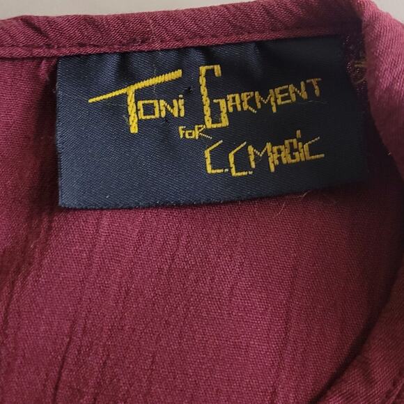VTG Toni Garment for CC Magic Blouse M/L Maroon Cottagecore Classic EUC - Picture 5 of 6